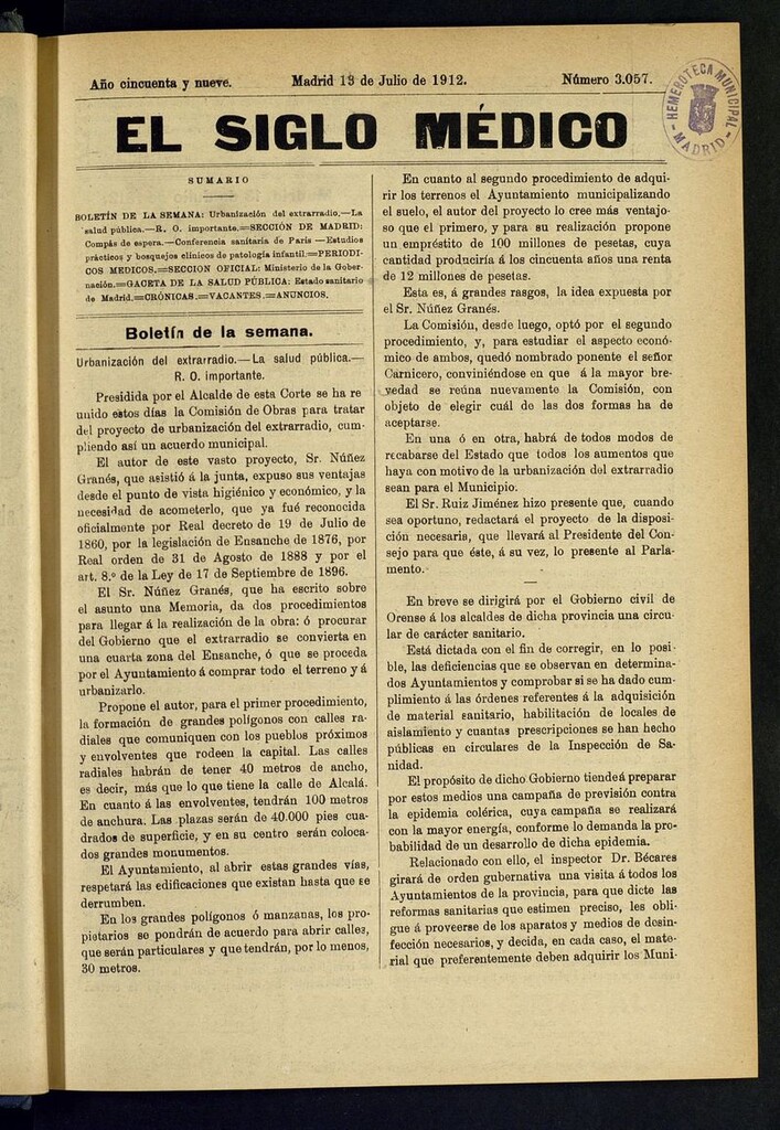 Miniatura de El Siglo Médico: boletín de medicina y gaceta médica del 13 de julio de 1912