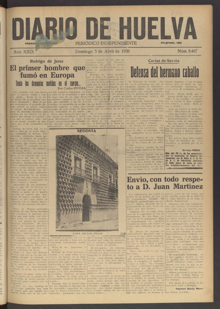 Miniatura de Diario de Huelva : periódico independiente del 5 de abril de 1936