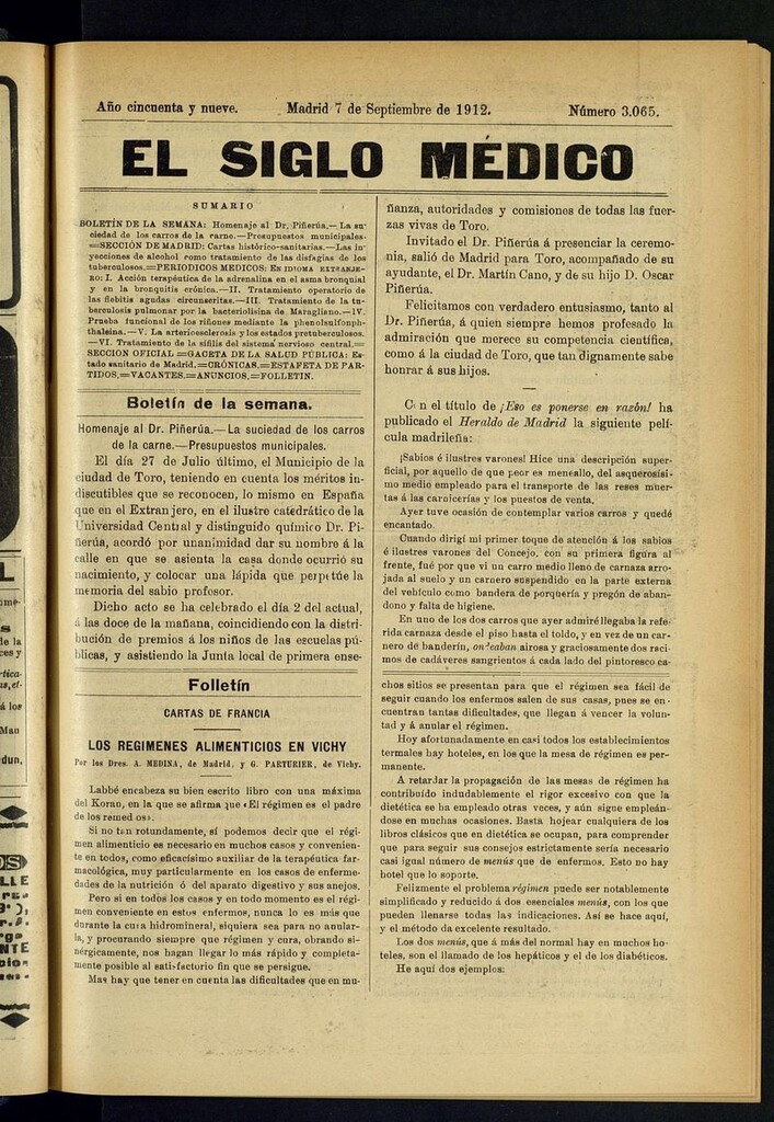 Miniatura de El Siglo Médico: boletín de medicina y gaceta médica del 7 de septiembre de 1912
