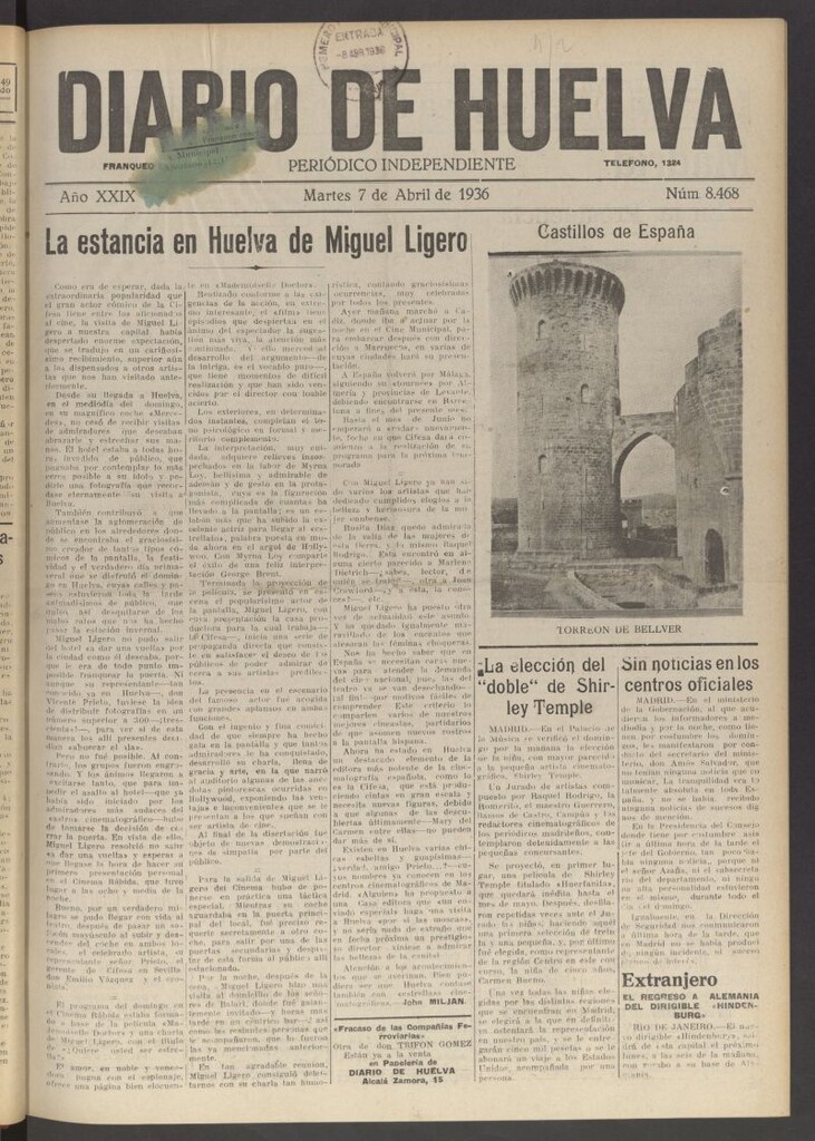 Miniatura de Diario de Huelva : periódico independiente del 7 de abril de 1936