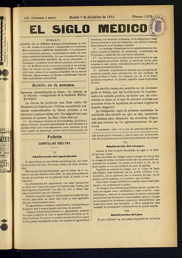 Miniatura de El Siglo Médico: boletín de medicina y gaceta médica del 7 de diciembre de 1912