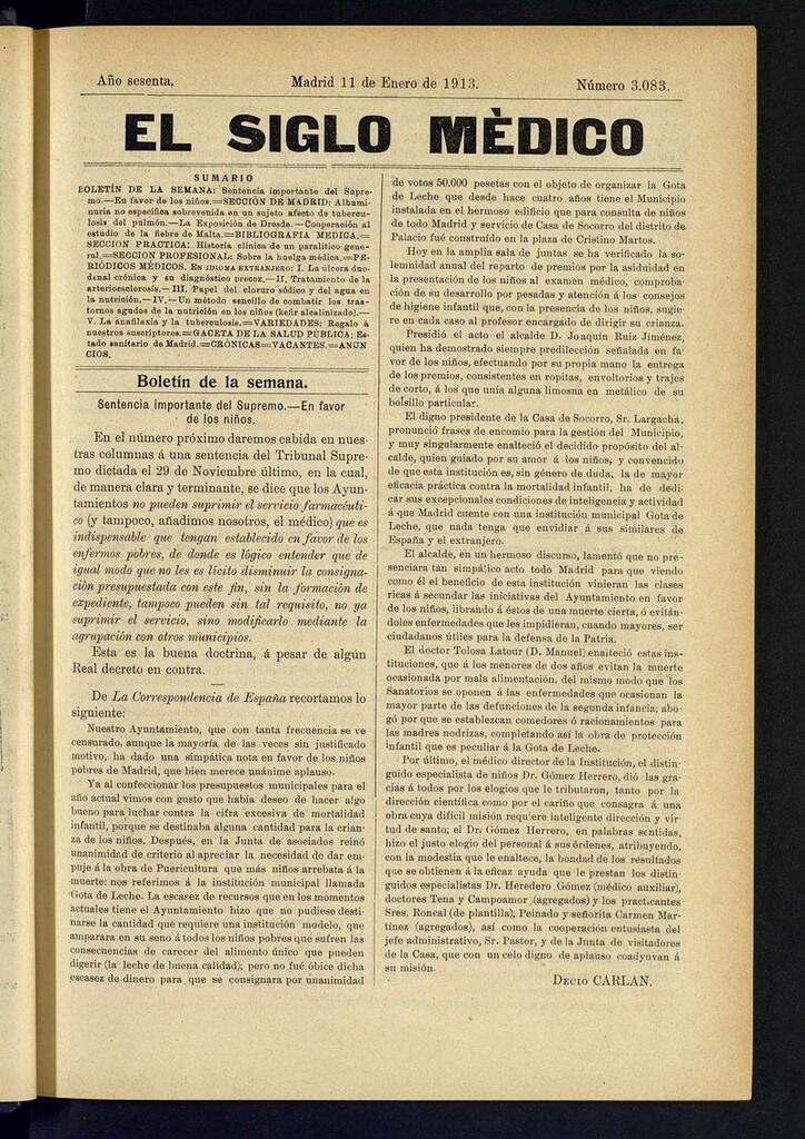 Miniatura de El Siglo Médico: boletín de medicina y gaceta médica del 11 de enero de 1913