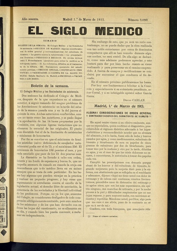 Miniatura de El Siglo Médico: boletín de medicina y gaceta médica del 1 de marzo de 1913