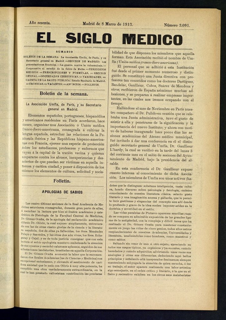 Miniatura de El Siglo Médico: boletín de medicina y gaceta médica del 8 de marzo de 1913
