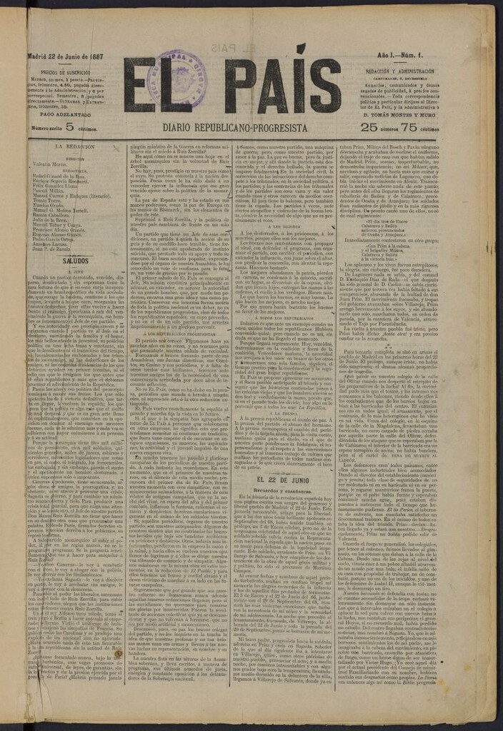 Miniatura de El País: diario republicano-progresista