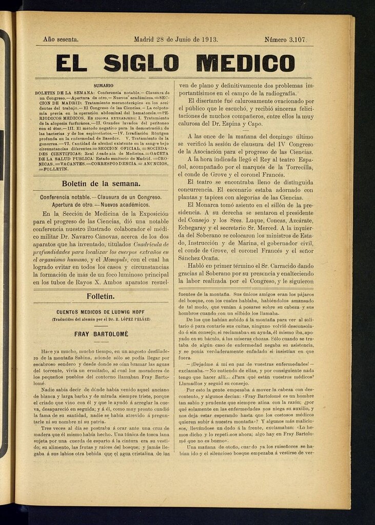 Miniatura de El Siglo Médico: boletín de medicina y gaceta médica del 28 de junio de 1913