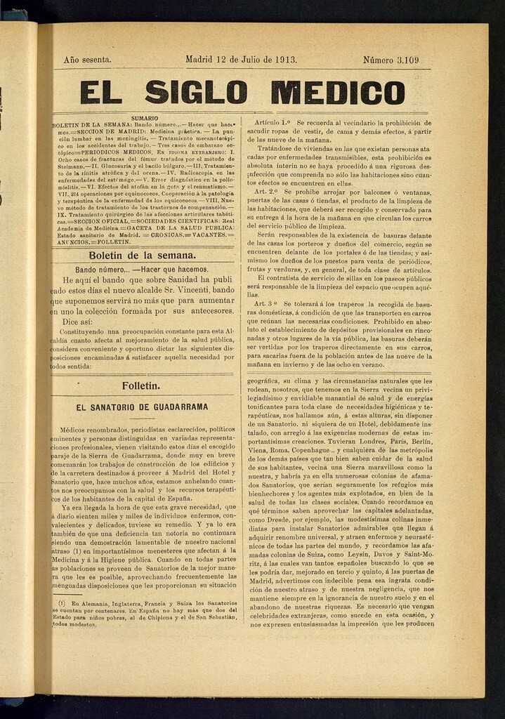 Miniatura de El Siglo Médico: boletín de medicina y gaceta médica del 12 de julio de 1913
