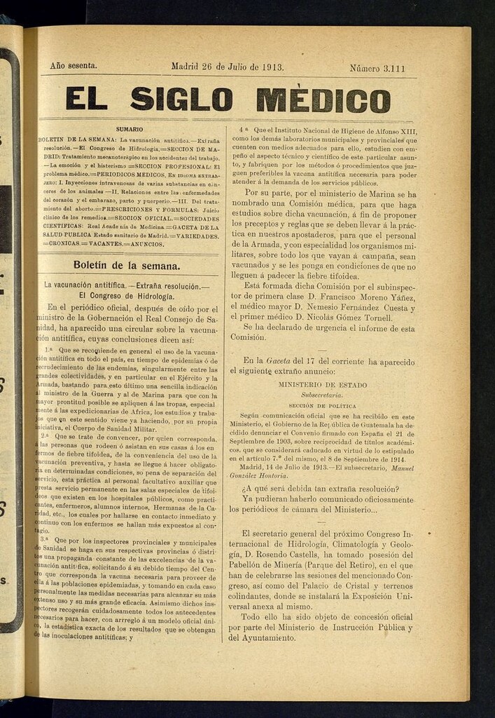 Miniatura de El Siglo Médico: boletín de medicina y gaceta médica del 26 de julio de 1913