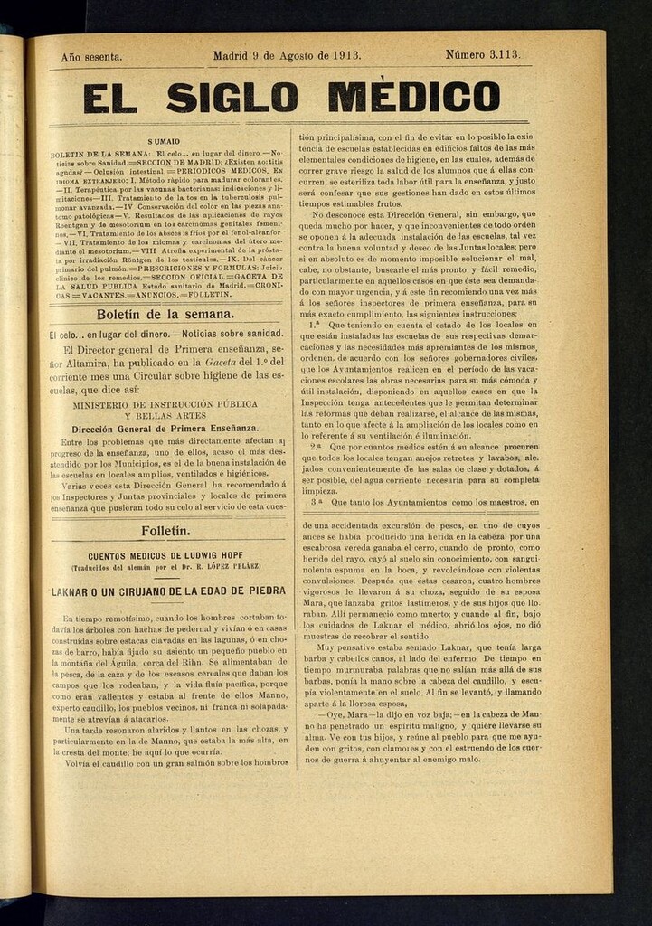 Miniatura de El Siglo Médico: boletín de medicina y gaceta médica del 9 de agosto de 1913