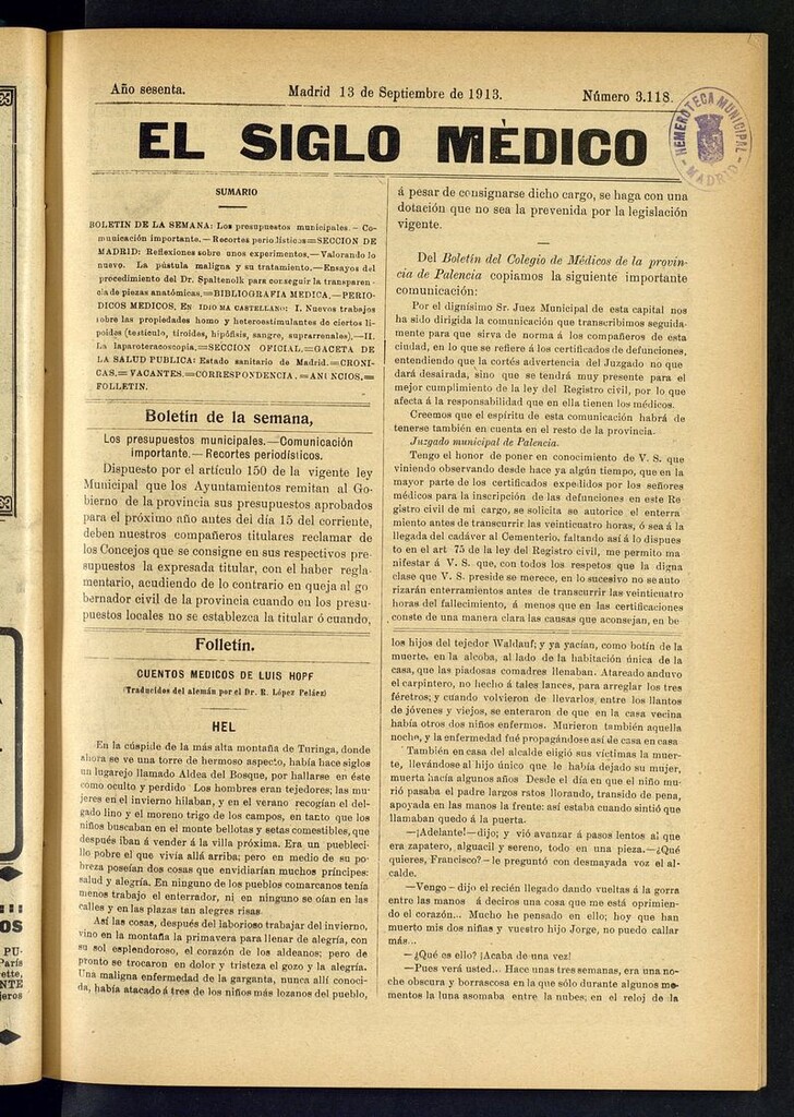 Miniatura de El Siglo Médico: boletín de medicina y gaceta médica del 13 de septiembre de 1913