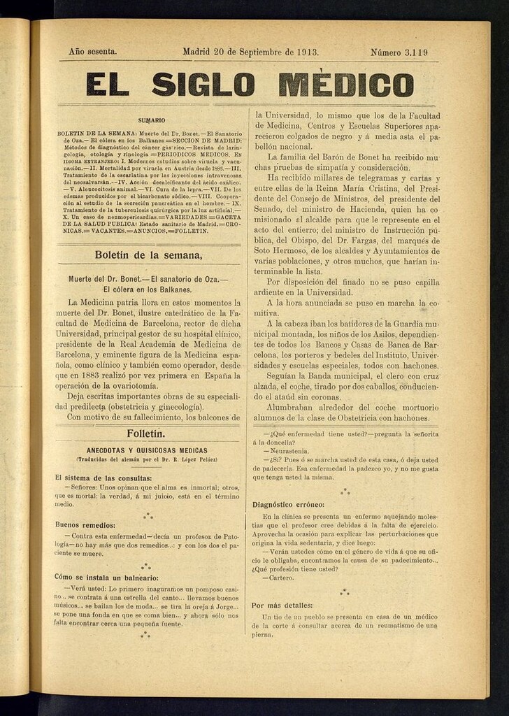 Miniatura de El Siglo Médico: boletín de medicina y gaceta médica del 20 de septiembre de 1913