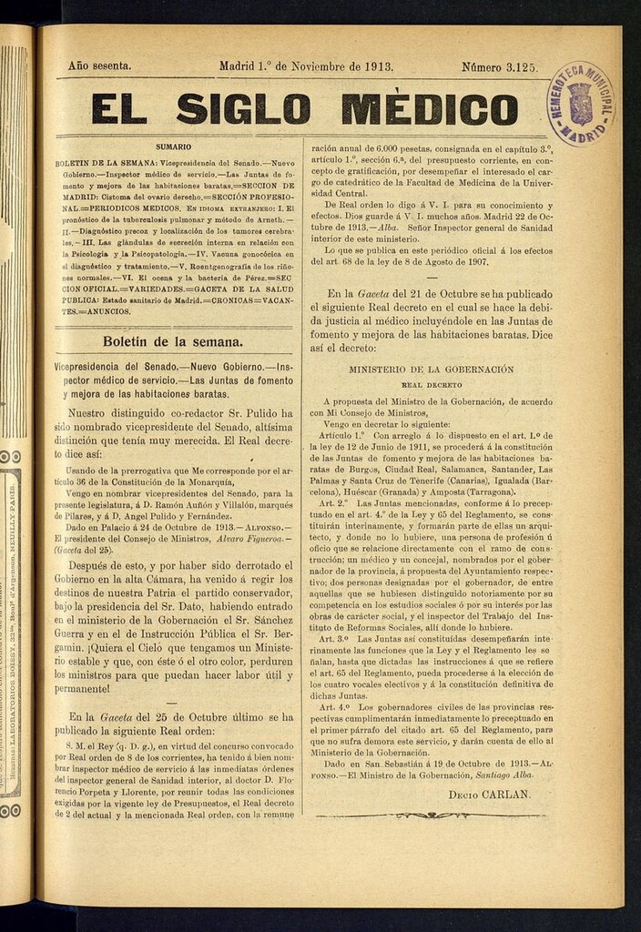 Miniatura de El Siglo Médico: boletín de medicina y gaceta médica del 1 de noviembre de 1913