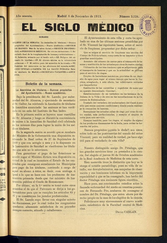 Miniatura de El Siglo Médico: boletín de medicina y gaceta médica del 8 de noviembre de 1913
