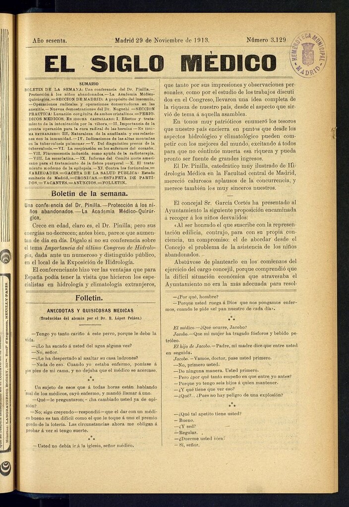 Miniatura de El Siglo Médico: boletín de medicina y gaceta médica del 29 de noviembre de 1913