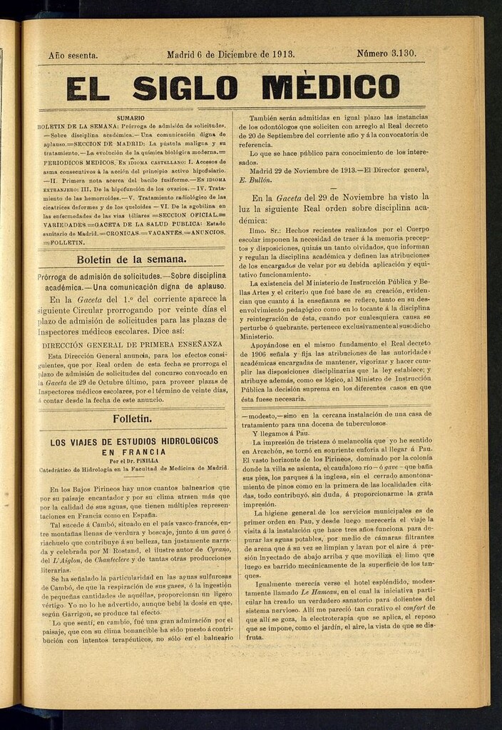 Miniatura de El Siglo Médico: boletín de medicina y gaceta médica del 6 de diciembre de 1913