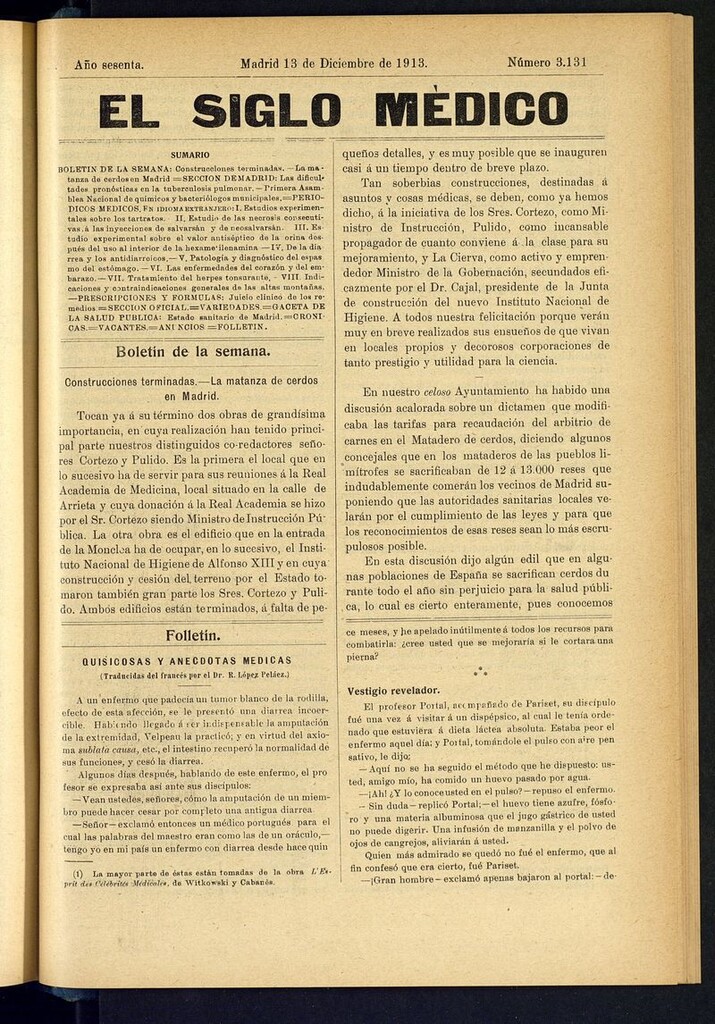 Miniatura de El Siglo Médico: boletín de medicina y gaceta médica del 13 de diciembre de 1913