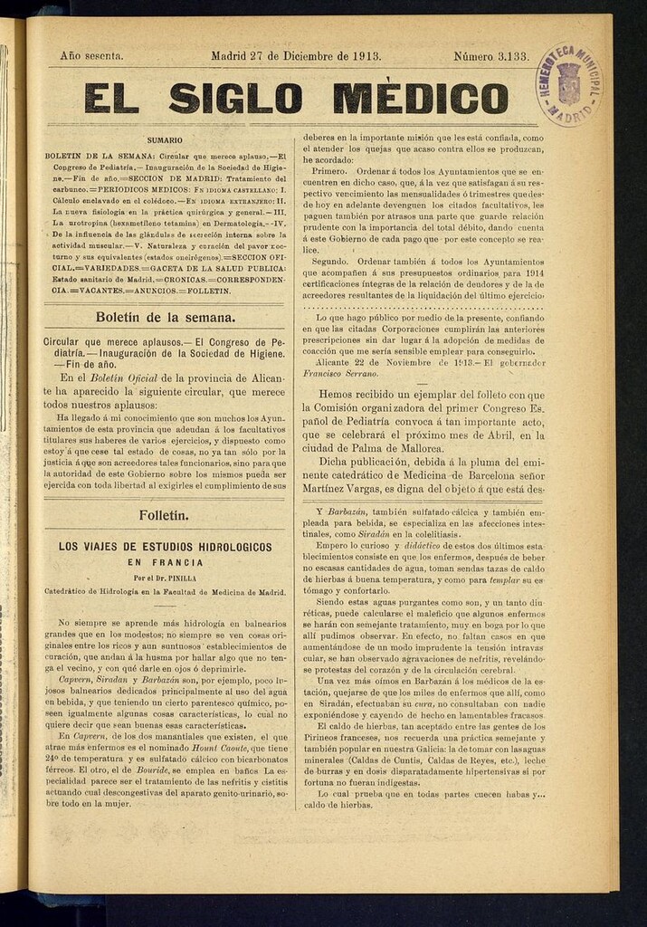Miniatura de El Siglo Médico: boletín de medicina y gaceta médica del 27 de diciembre de 1913