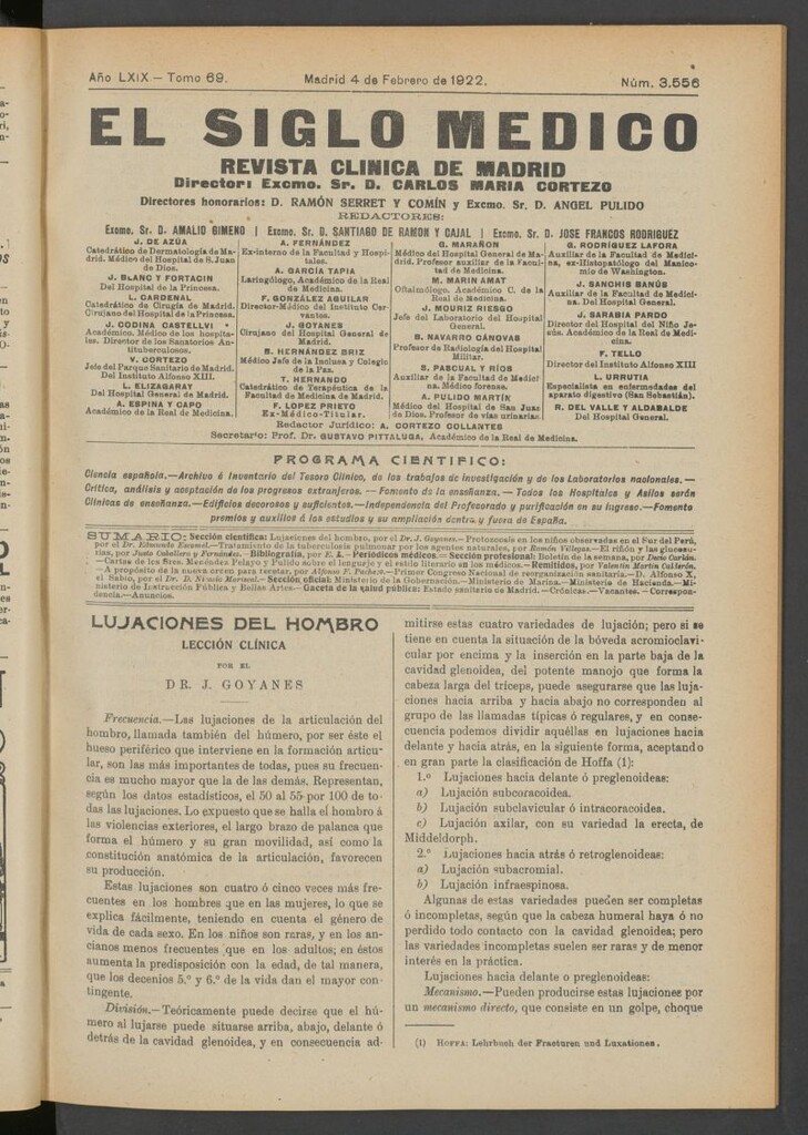 Miniatura de El Siglo Médico : boletín de medicina y gaceta médica del 4 de febrero de 1922