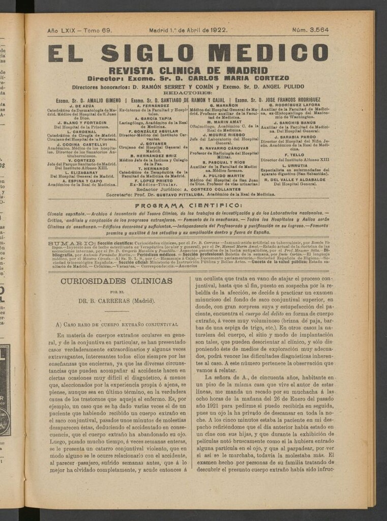 Miniatura de El Siglo Médico : boletín de medicina y gaceta médica del 1 de abril de 1922