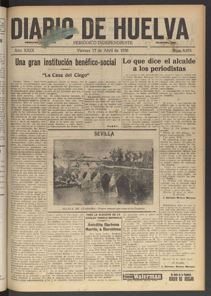 Miniatura de Diario de Huelva : periódico independiente del 17 de abril de 1936