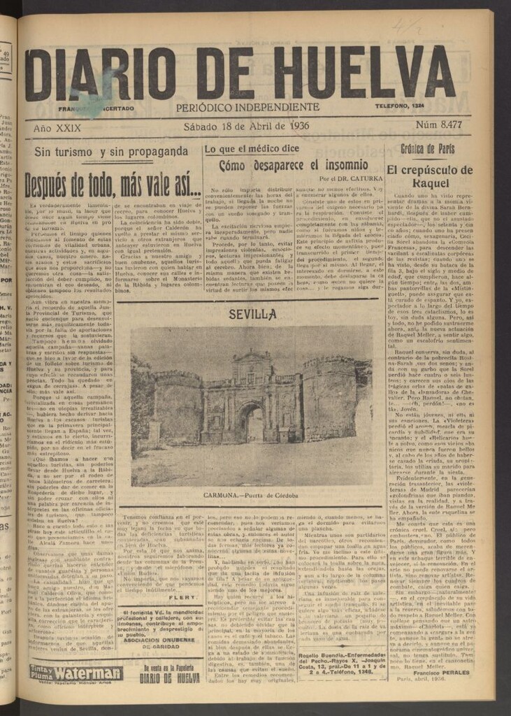 Miniatura de Diario de Huelva : periódico independiente del 18 de abril de 1936