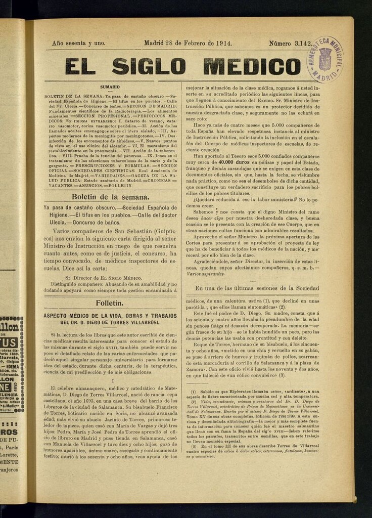 Miniatura de El Siglo Médico  : boletín de medicina y gaceta médica del 28 de febrero de 1914