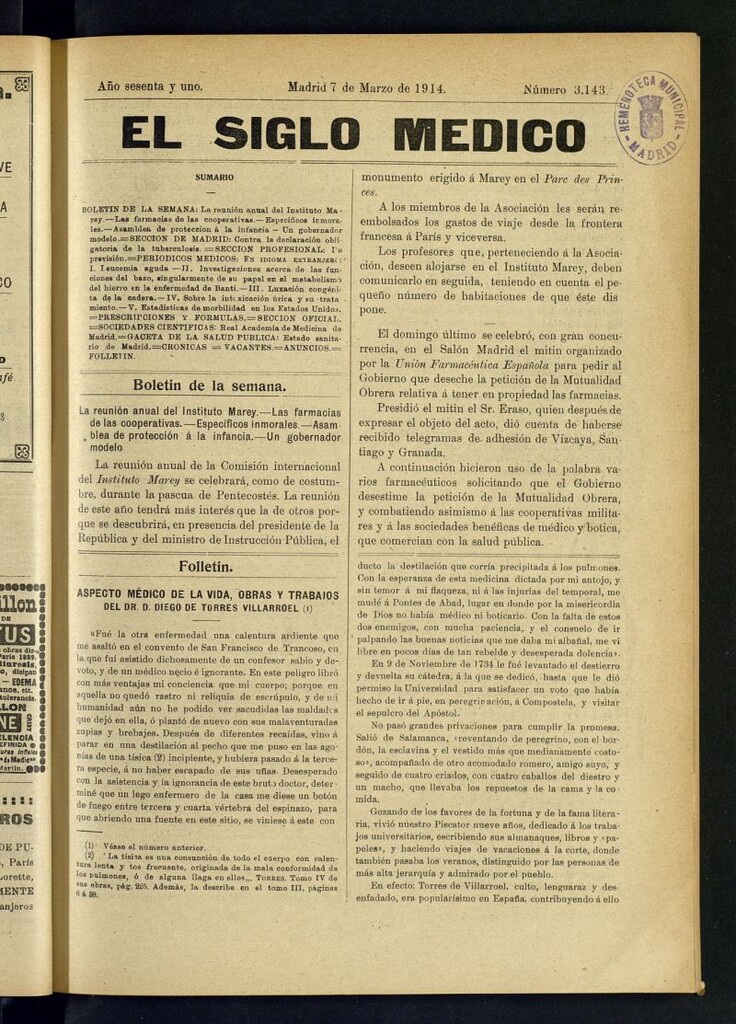 Miniatura de El Siglo Médico  : boletín de medicina y gaceta médica del 7 de marzo de 1914