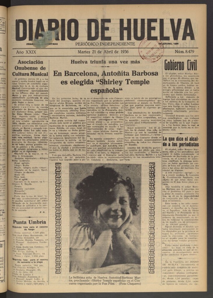 Miniatura de Diario de Huelva : periódico independiente del 21 de abril de 1936