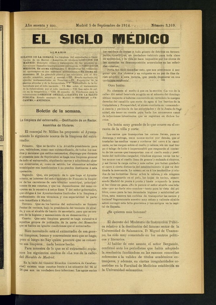 Miniatura de El Siglo Médico : boletín de medicina y gaceta médica del 5 de septiembre de 1914