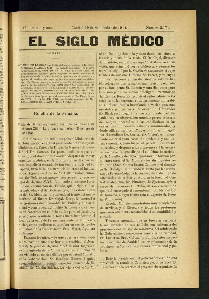 Miniatura de El Siglo Médico : boletín de medicina y gaceta médica del 19 de septiembre de 1914