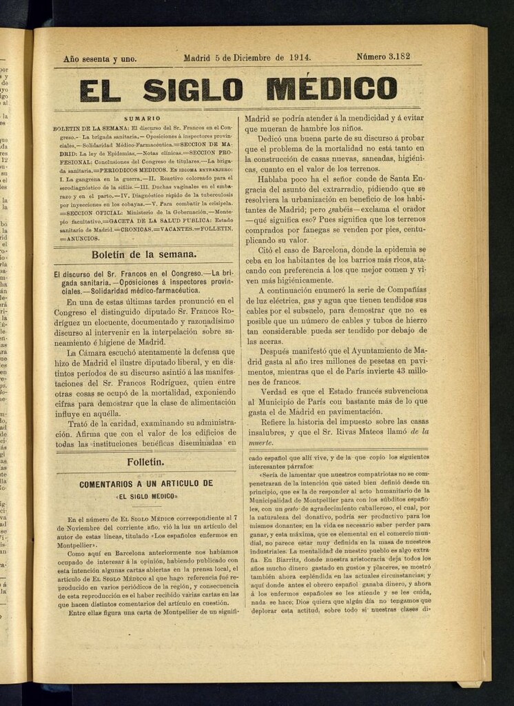 Miniatura de El Siglo Médico : boletín de medicina y gaceta médica del 5 de diciembre de 1914