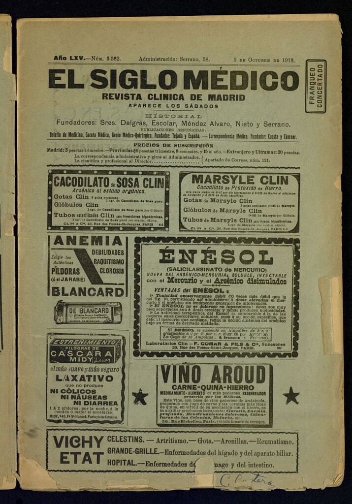 Miniatura de El Siglo Médico : boletín de medicina y gaceta médica del 5 de octubre de 1918