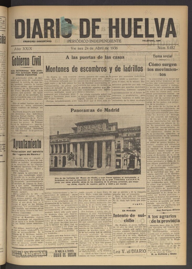 Miniatura de Diario de Huelva : periódico independiente del 24 de abril de 1936