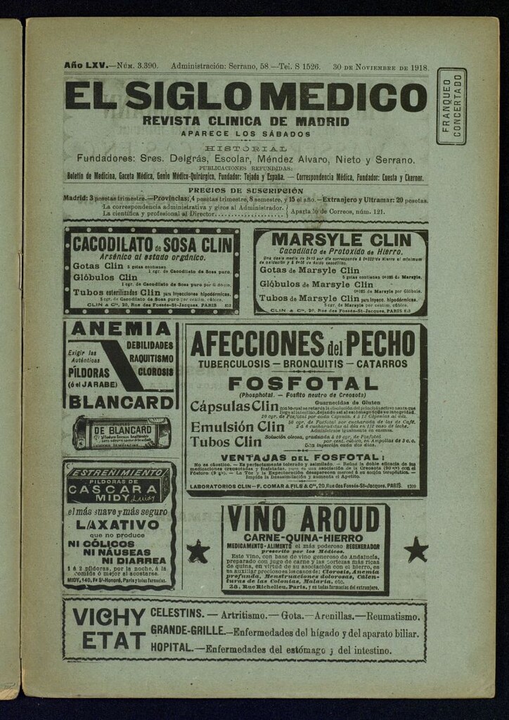 Miniatura de El Siglo Médico : boletín de medicina y gaceta médica del 30 de noviembre de 1918