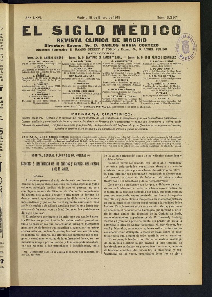 Miniatura de El Siglo Médico : boletín de medicina y gaceta médica del 18 de enero de 1919