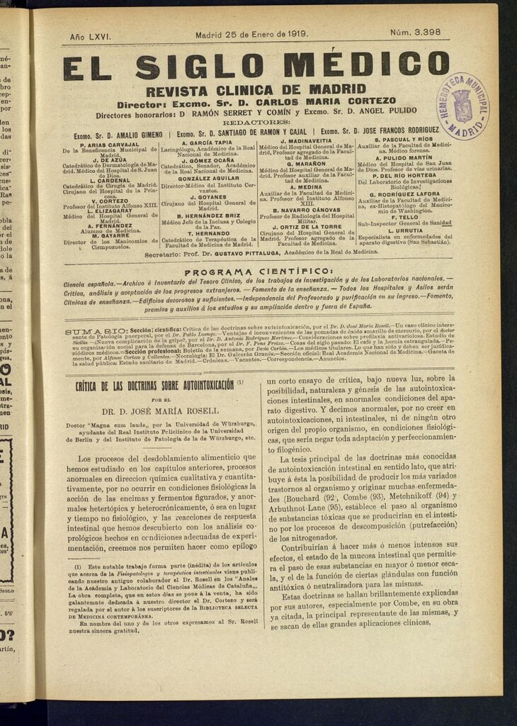 Miniatura de El Siglo Médico : boletín de medicina y gaceta médica del 25 de enero de 1919