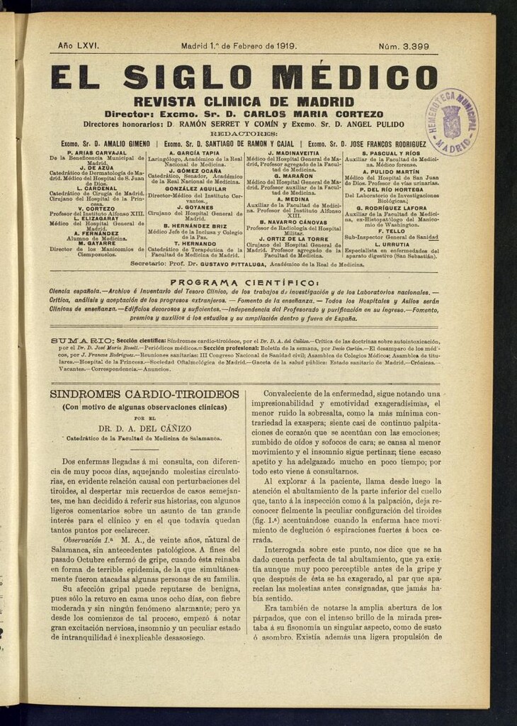 Miniatura de El Siglo Médico : boletín de medicina y gaceta médica del 1 de febrero de 1919