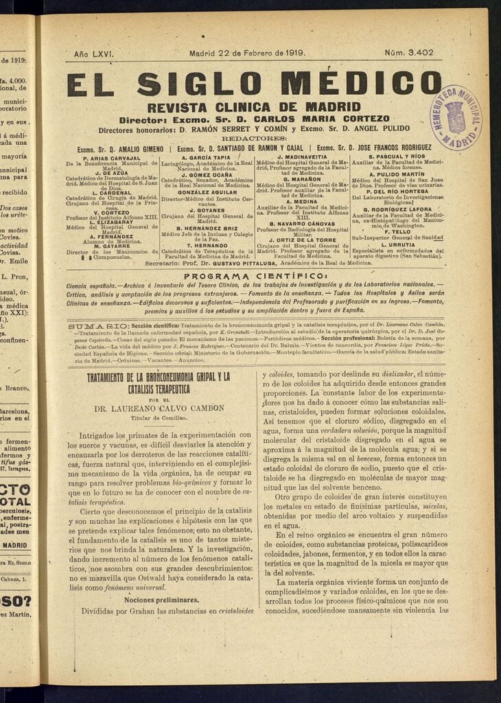 Miniatura de El Siglo Médico : boletín de medicina y gaceta médica del 22 de febrero de 1919