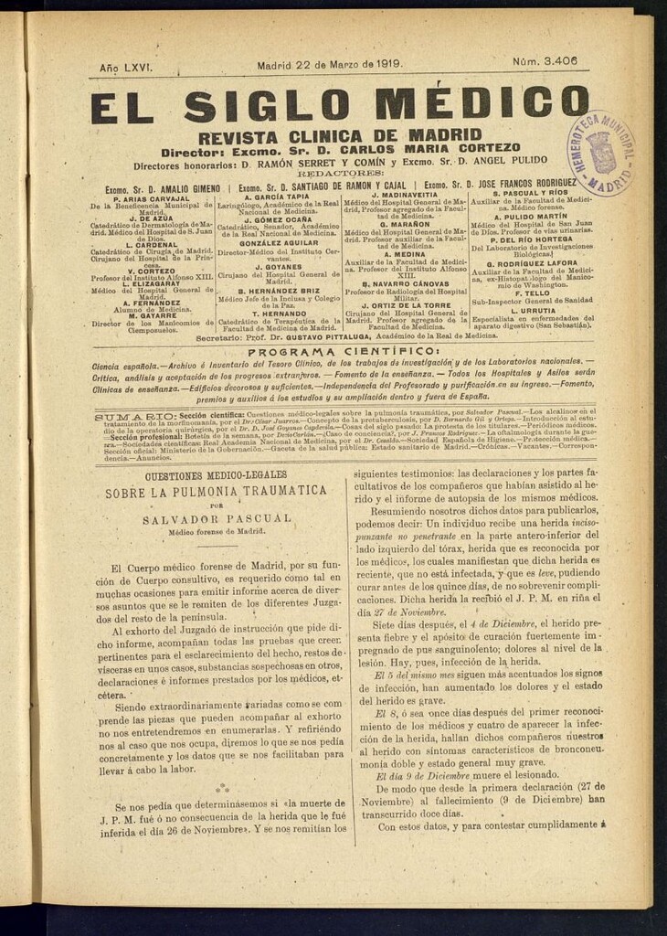 Miniatura de El Siglo Médico : boletín de medicina y gaceta médica del 22 de marzo de 1919