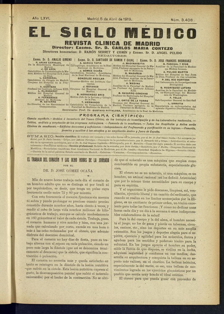 Miniatura de El Siglo Médico : boletín de medicina y gaceta médica del 5 de abril de 1919