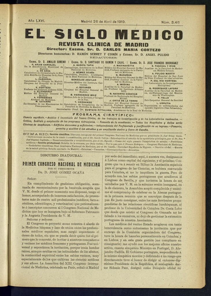 Miniatura de El Siglo Médico : boletín de medicina y gaceta médica del 26 de abril de 1919