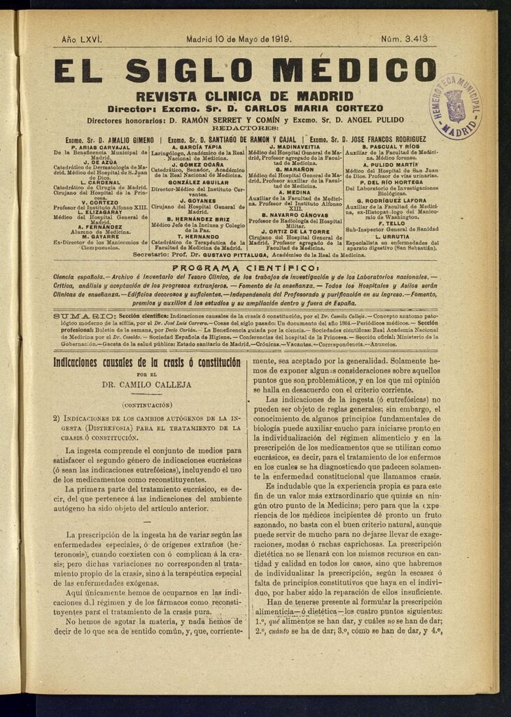 Miniatura de El Siglo Médico : boletín de medicina y gaceta médica del 10 de mayo de 1919