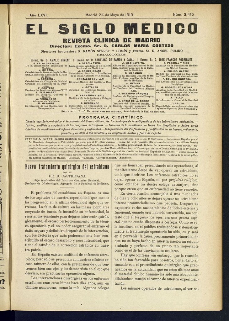 Miniatura de El Siglo Médico : boletín de medicina y gaceta médica del 24 de mayo de 1919