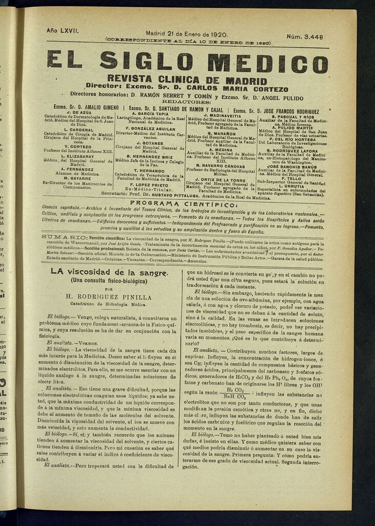 Miniatura de El Siglo Médico: boletín de medicina y gaceta médica del 21 de enero de 1920