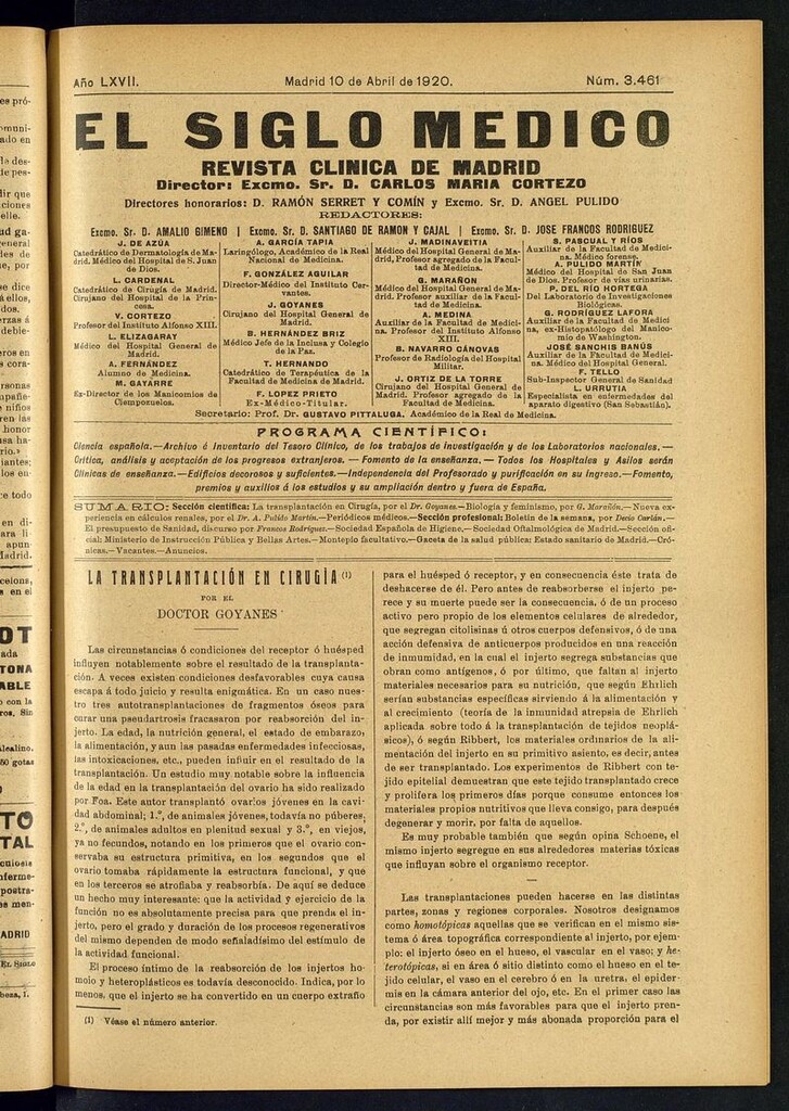 Miniatura de El Siglo Médico: boletín de medicina y gaceta médica del 10 de abril de 1920