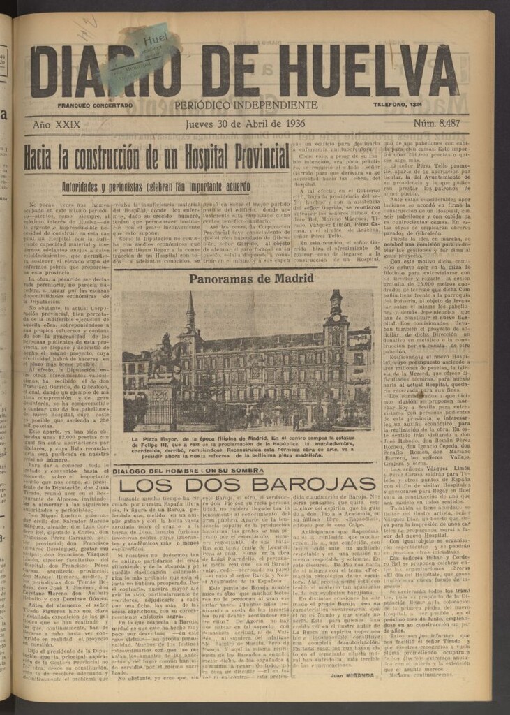 Miniatura de Diario de Huelva : periódico independiente del 30 de abril de 1936