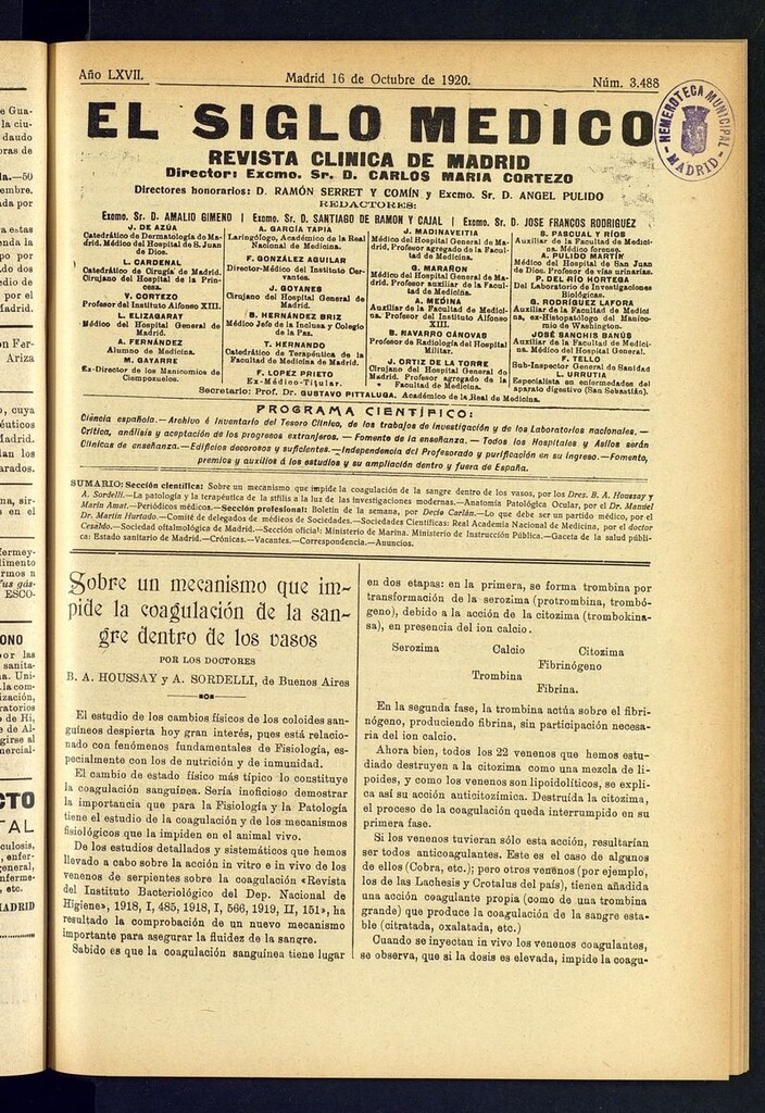 Miniatura de El Siglo Médico: boletín de medicina y gaceta médica del 16 de octubre de 1920