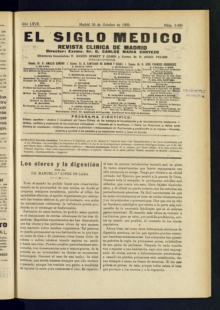 Miniatura de El Siglo Médico: boletín de medicina y gaceta médica del 30 de octubre de 1920