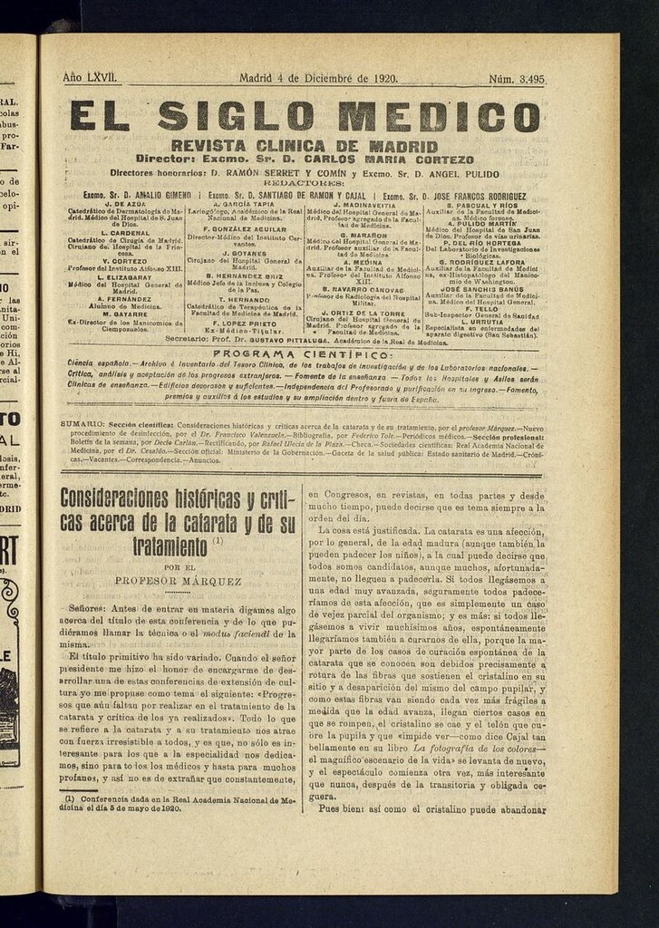 Miniatura de El Siglo Médico: boletín de medicina y gaceta médica del 4 de diciembre de 1920