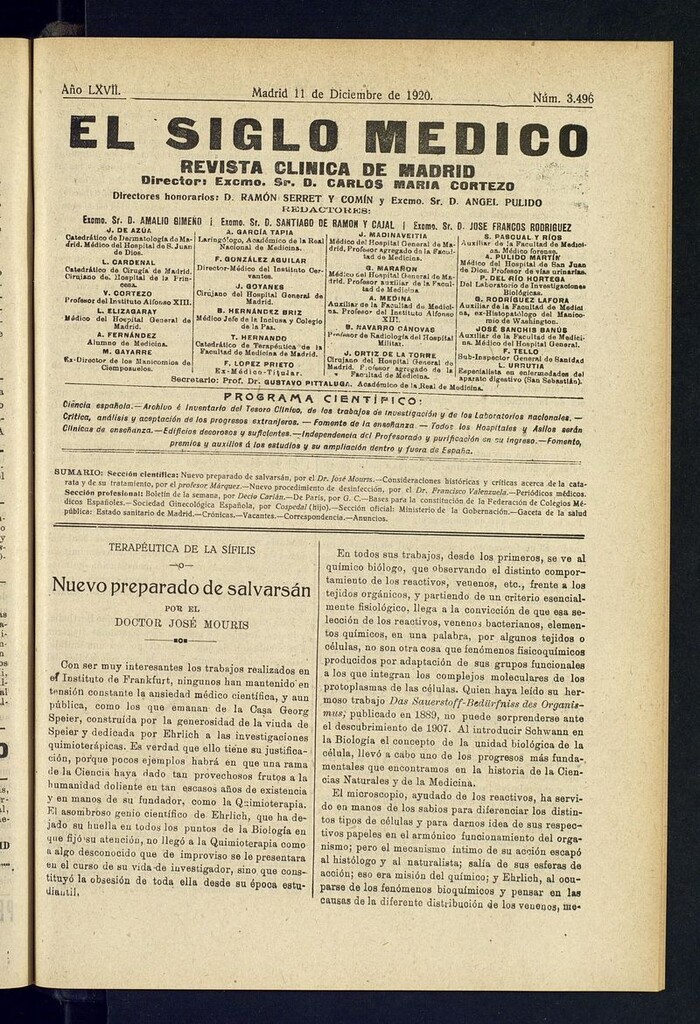 Miniatura de El Siglo Médico: boletín de medicina y gaceta médica del 11 de diciembre de 1920